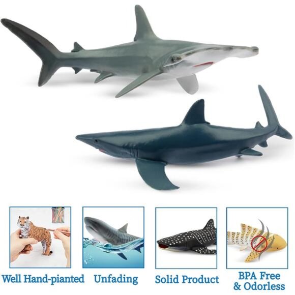 Toymany 6PC Realistic Shark Figurines Set - 5-6" Ocean Animals Bath Toys, Cake - Picture 5 of 7
